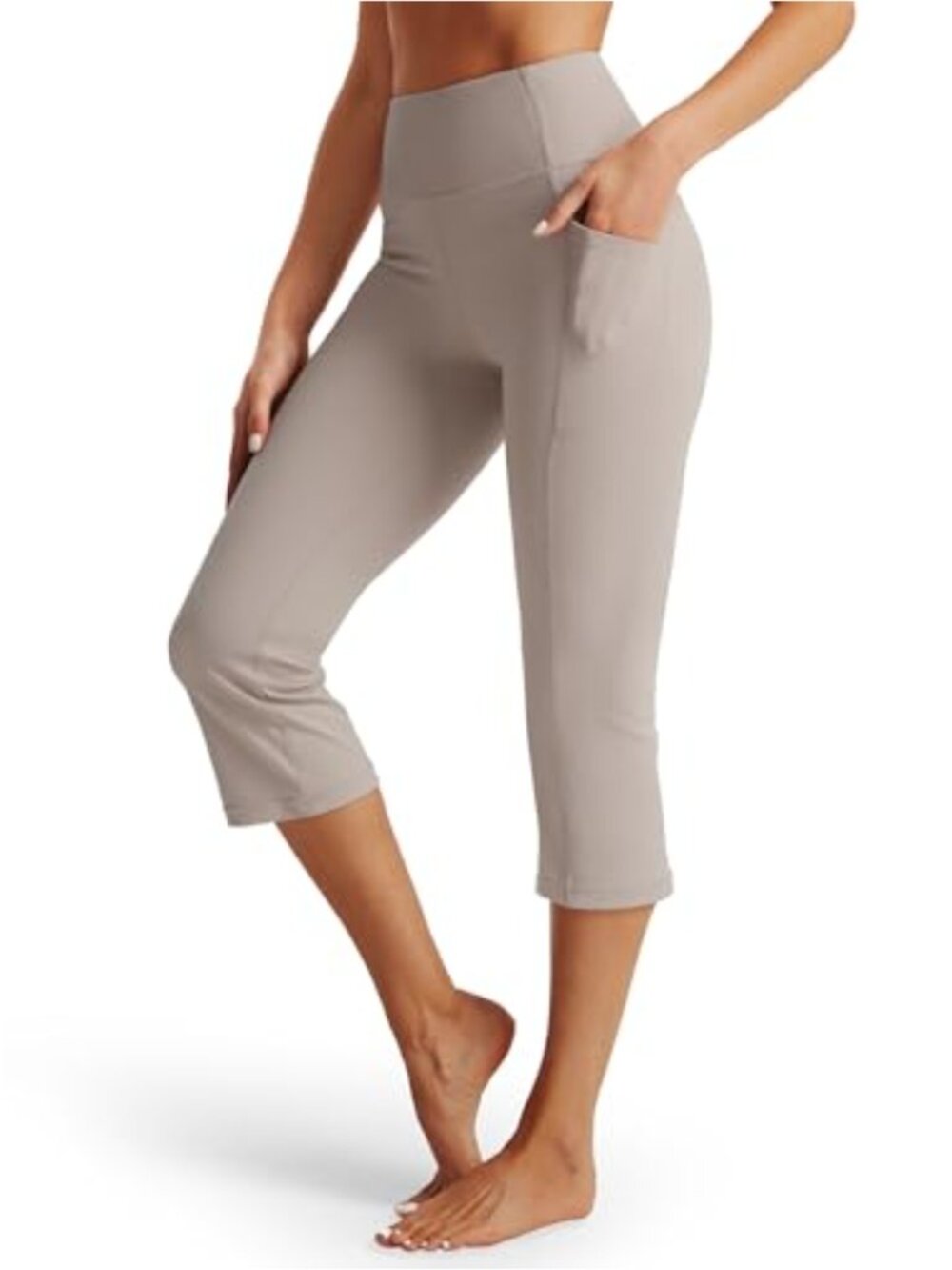 Flared Capri Leggings High Rise Yoga Pants with Pockets